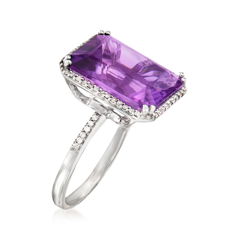 10.75 Carat Amethyst and .20 ct. t.w. Diamond Ring in 14kt White Gold image number 2