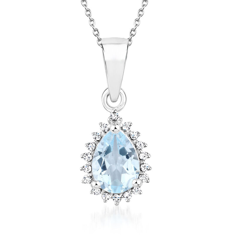 1.70 ct. t.w. Sky Blue Topaz and .10 ct. t.w. White Topaz Jewelry Set: Earrings and Pendant Necklace in Sterling Silver image number 3