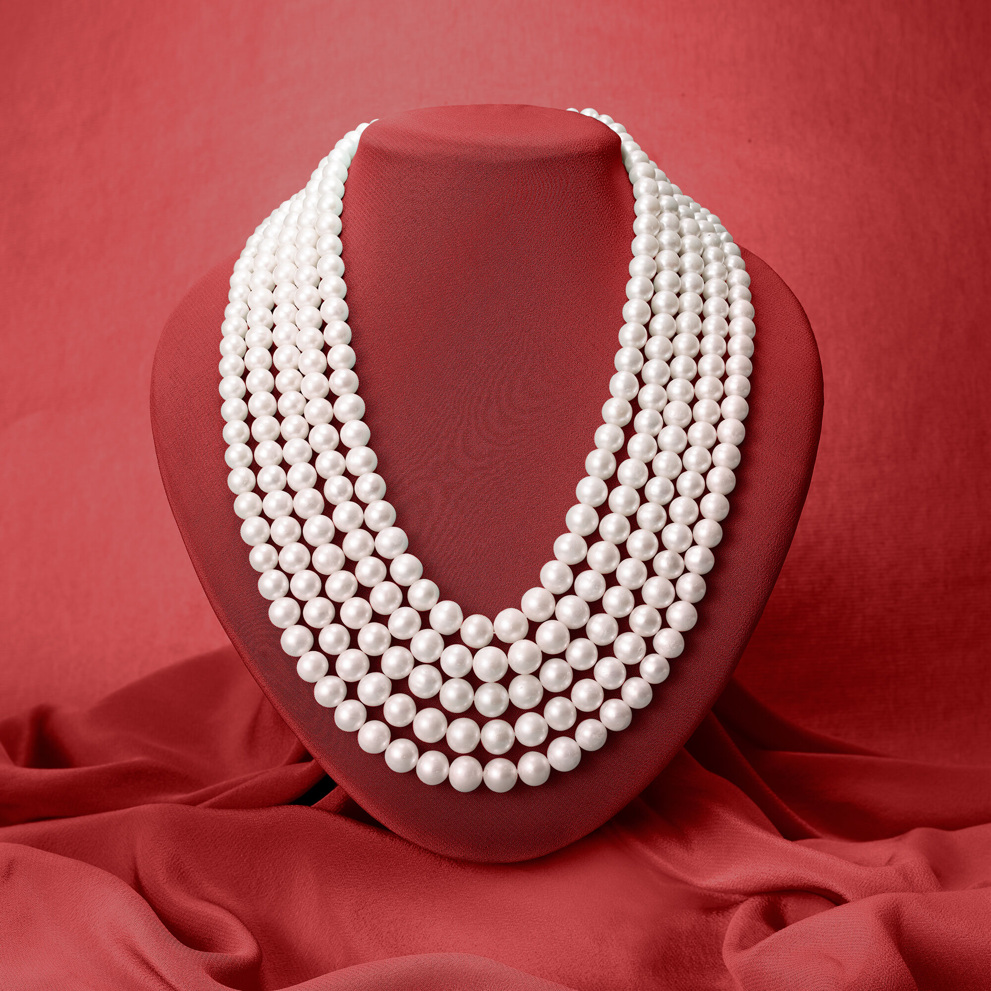 4-8.5mm Cultured Pearl Five-Strand Layered Necklace with