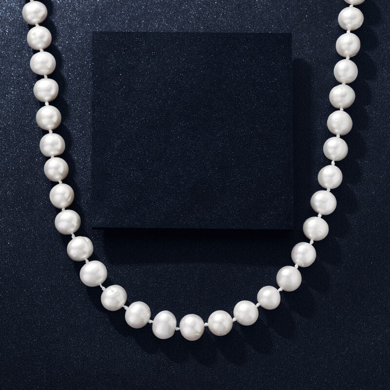 7-8mm Cultured Pearl Necklace with Sterling Silver. 18" image number 2