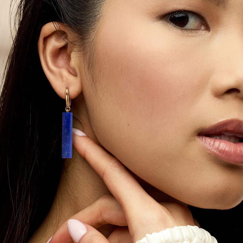 Lapis Bar Drop Earrings in 18kt Gold Over Sterling image number 1