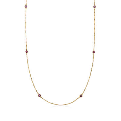 C. 1990 Vintage 2.00 ct. t.w. Ruby Station Necklace in 14kt Yellow Gold