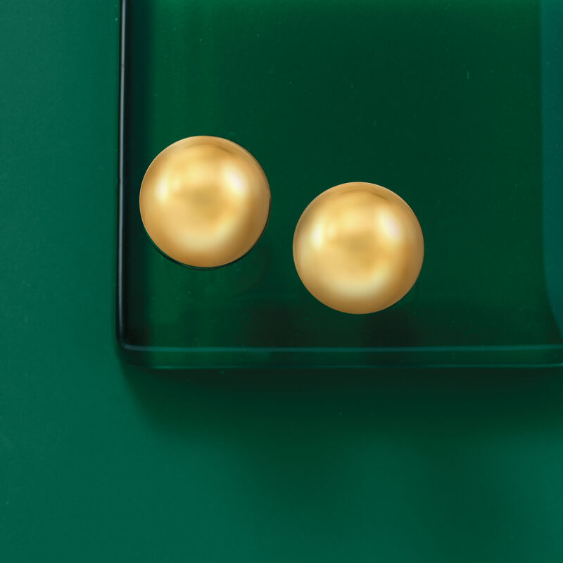 12mm 14kt Yellow Gold Domed Button Earrings image number 3