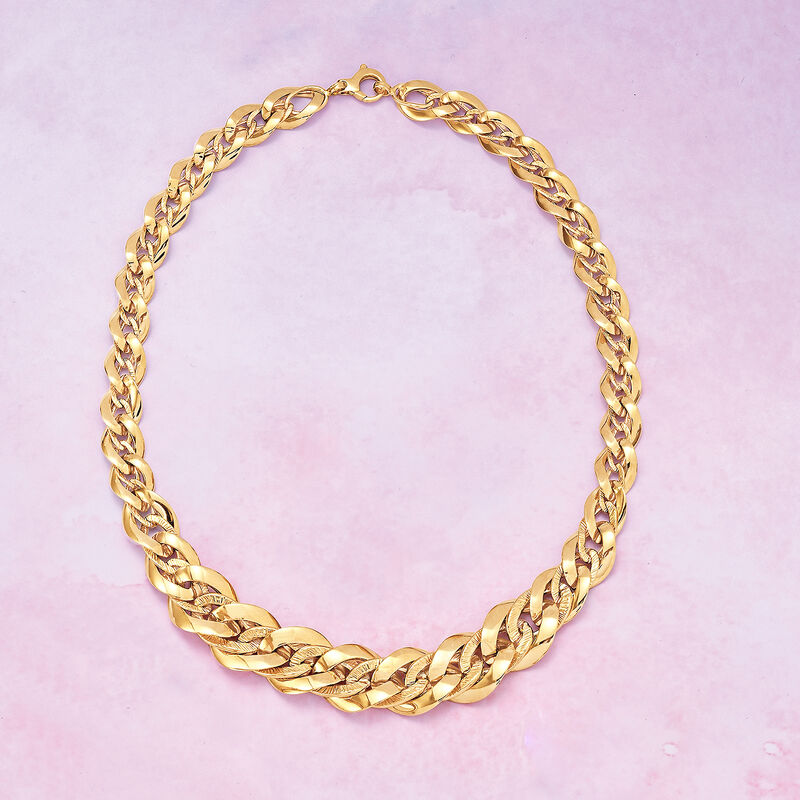 Italian 14kt Yellow Gold Graduated Oval-Link Necklace image number 3