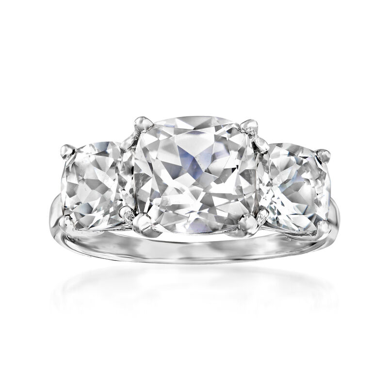 4.50 ct. t.w. White Topaz Three-Stone Ring in Sterling Silver. Size 8 image number 0