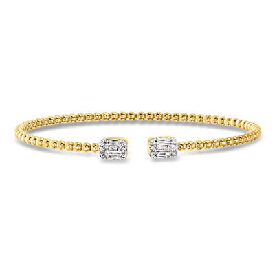 .50 ct. t.w. Diamond and 18kt Gold Over Sterling Bead Cuff Bracelet