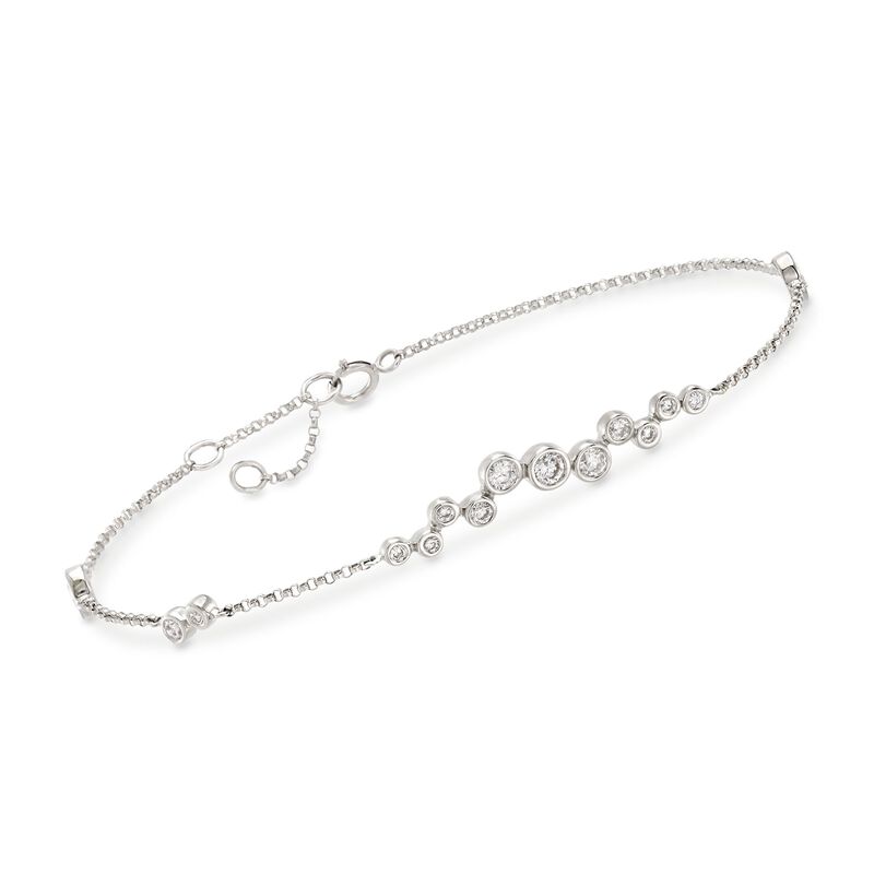 .61 ct. t.w. Bezel-Set Diamond Cluster Bracelet in 14kt White Gold. 6&quot; image number 0