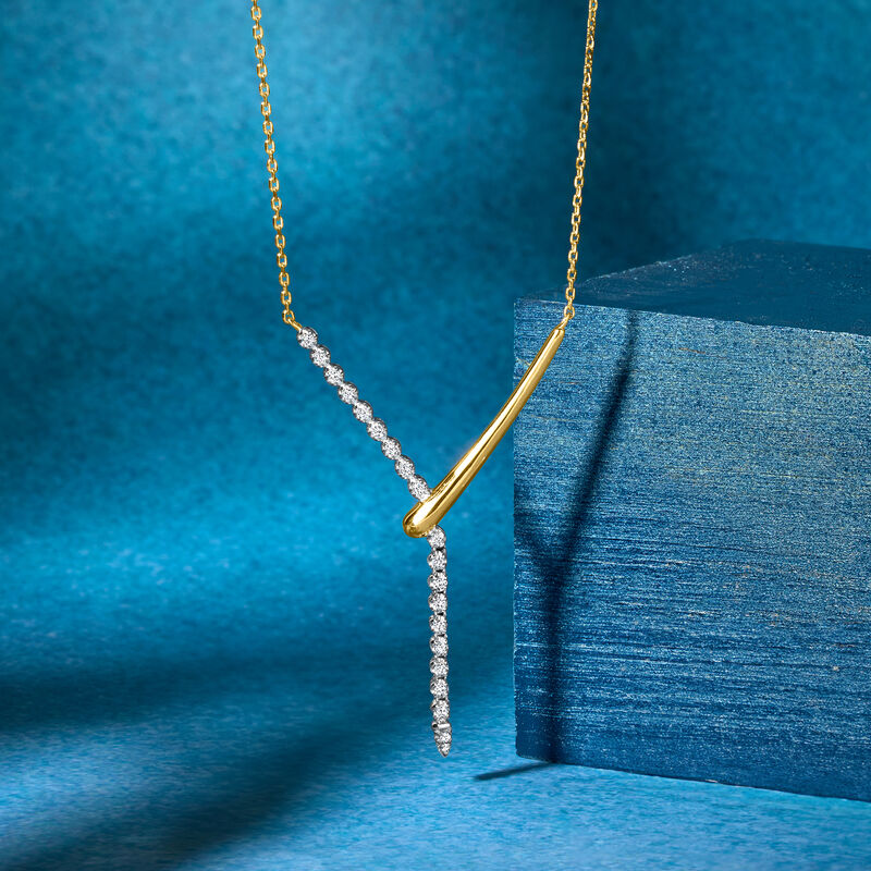 .20 ct. t.w. Diamond Y-Necklace in Two-Tone Sterling Silver. 16&quot; image number 2