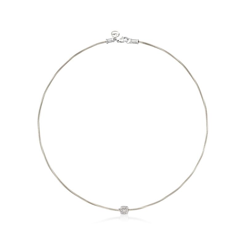 ALOR &quot;Classique&quot; Diamond Station Grey Cable Necklace. 17&quot; image number 1