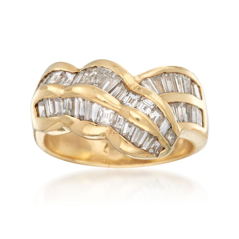 C. 1980 Vintage 2.00 ct. t.w. Baguette Diamond Ring in 14kt Yellow Gold. Size 7.5 image number 0