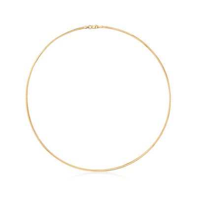 Italian 2mm 18kt Gold Over Sterling Omega Necklace