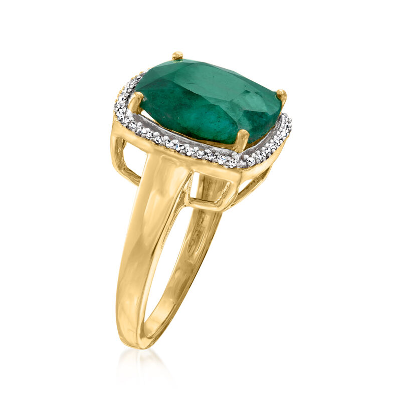 4.70 Carat Emerald and .14 ct. t.w. Diamond Halo Ring in 18kt Gold Over Sterling image number 2