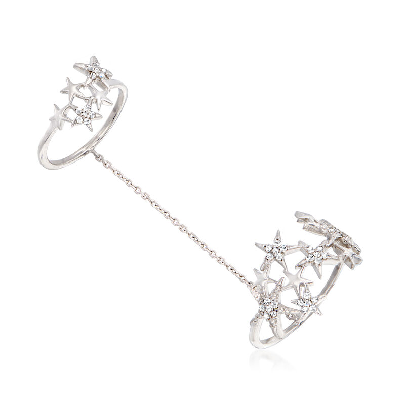 .20 ct. t.w. Diamond Star Double-Ring in Sterling Silver. Size 8