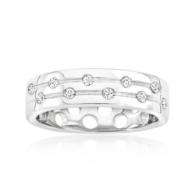 .15 ct. t.w. Diamond Dotted Channel Ring in Sterling Silver