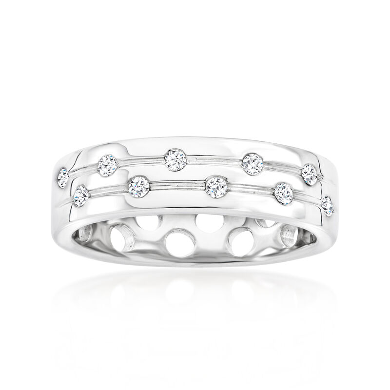 .15 ct. t.w. Diamond Dotted Channel Ring in Sterling Silver. Size 7 image number 0