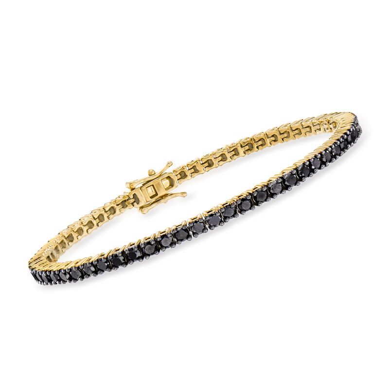 5.00 ct. t.w. Black Diamond Tennis Bracelet in 18kt Gold Over Sterling image number 0