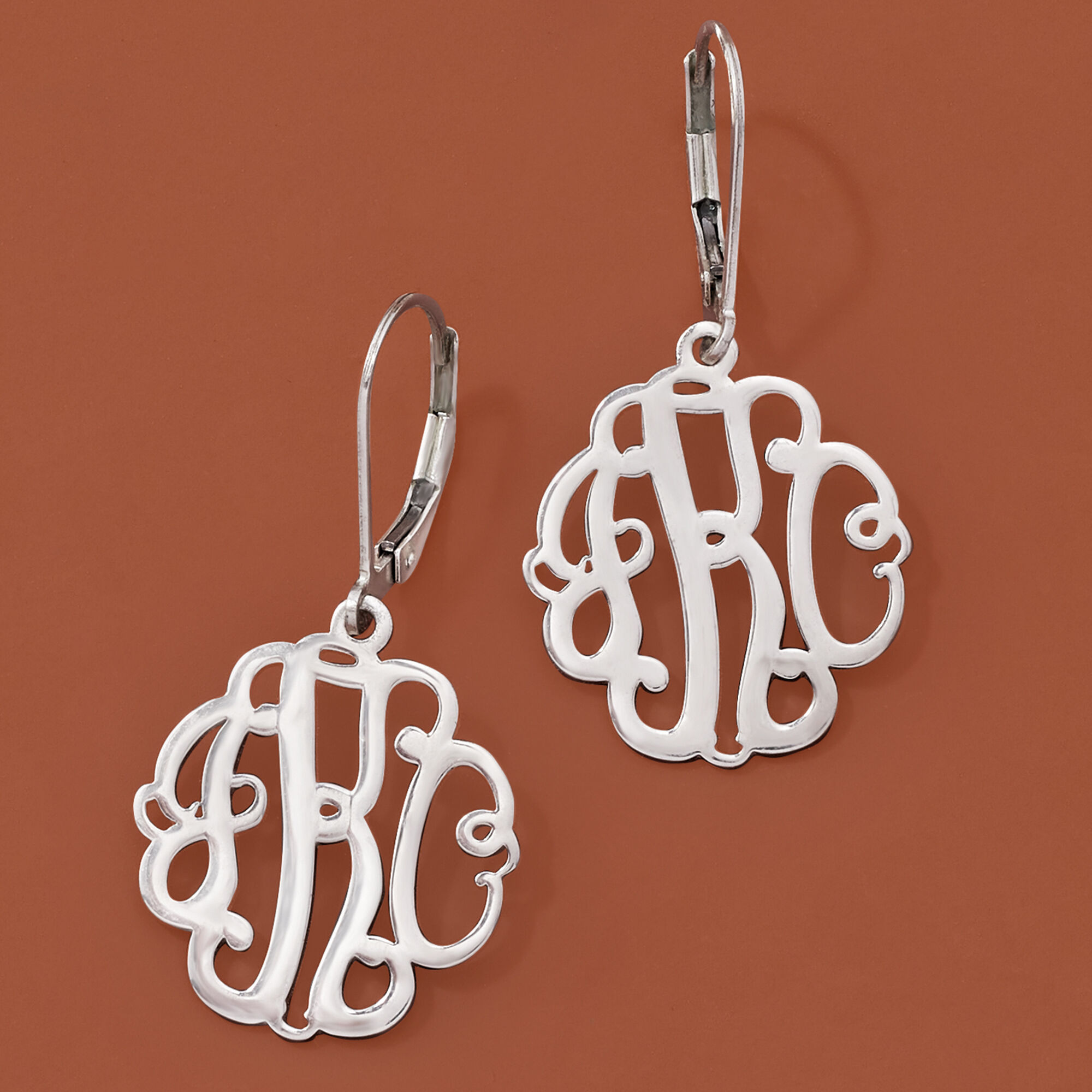 Monogram earrings silver top