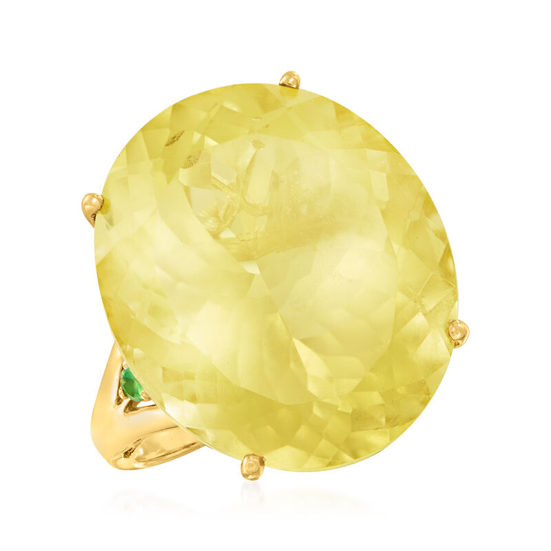 20.00 Carat Lemon Quartz Ring in 14kt Yellow Gold image number 3