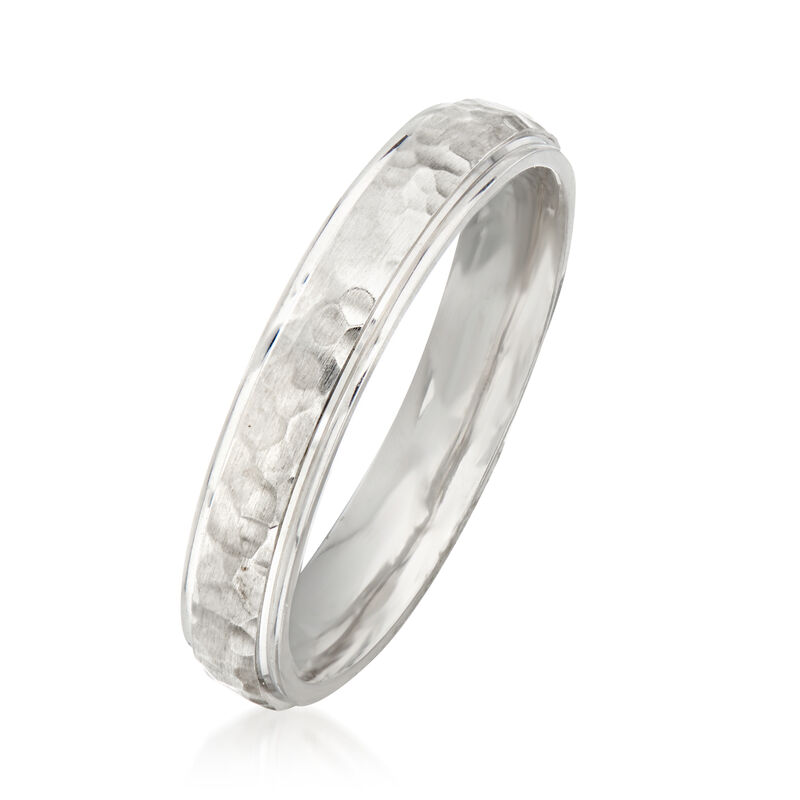 Men's 4mm 14kt White Gold Wedding Band image number 1
