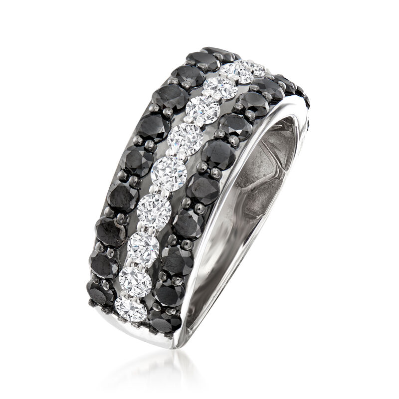 3.00 ct. t.w. Black and White Diamond Ring in Sterling Silver image number 2