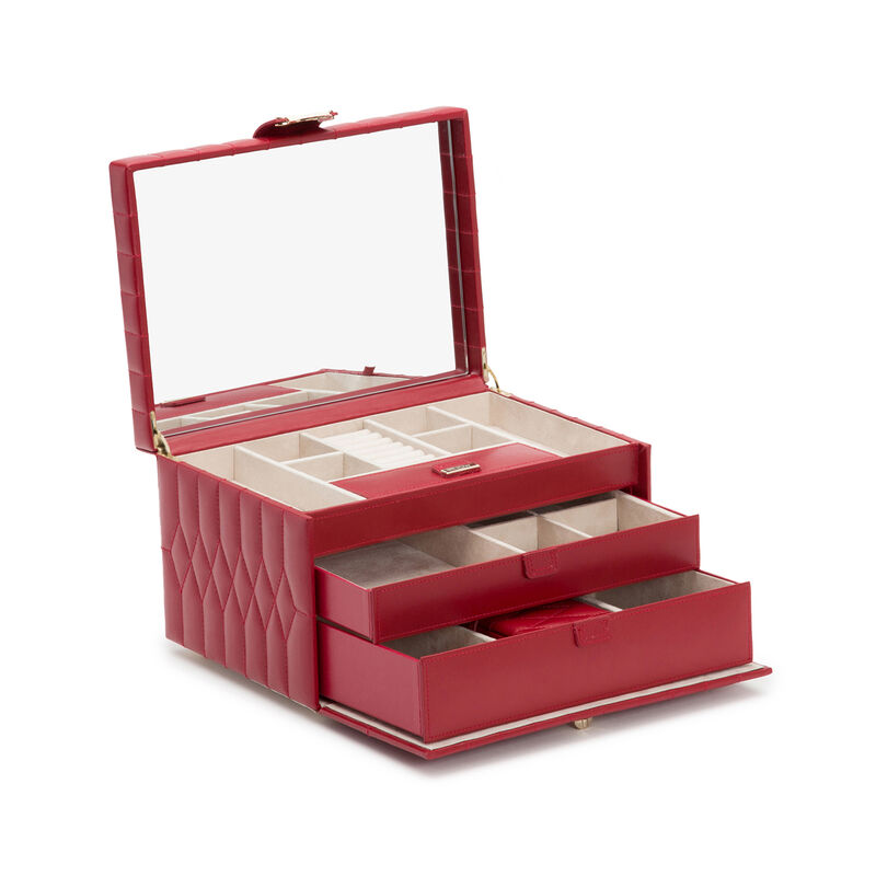 WOLF &quot;Caroline&quot; Red Leather Medium Jewelry Box. image number 0