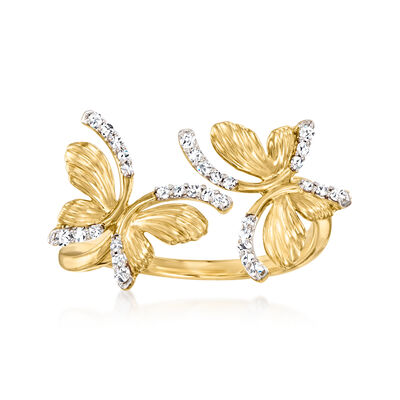 .15 ct. t.w. Diamond Butterfly Bypass Ring in 14kt Yellow Gold