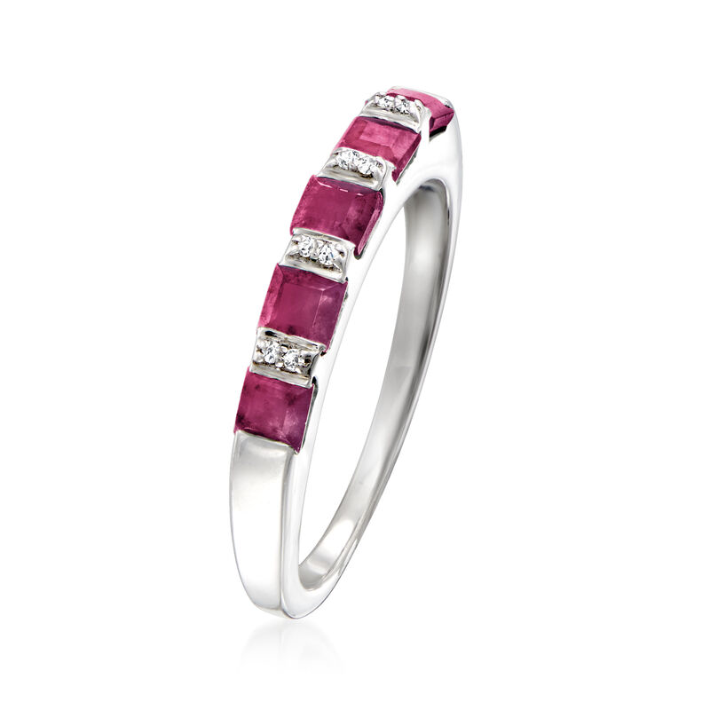 1.50 ct. t.w. Ruby Ring with Diamonds in Sterling Silver image number 2
