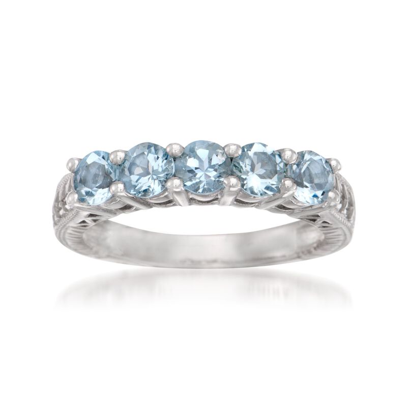 1.15 ct. t.w. Aquamarine 5-Stone Ring in Sterling Silver image number 0