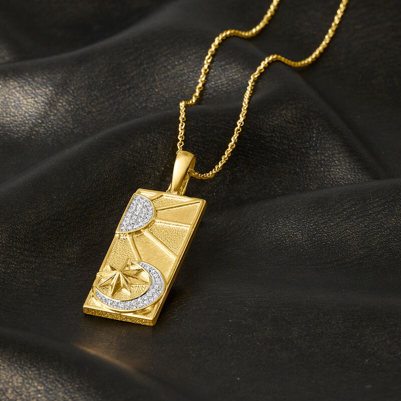 .15 ct. t.w. Diamond Celestial Tag Pendant Necklace in 18kt Gold Over Sterling image number 2
