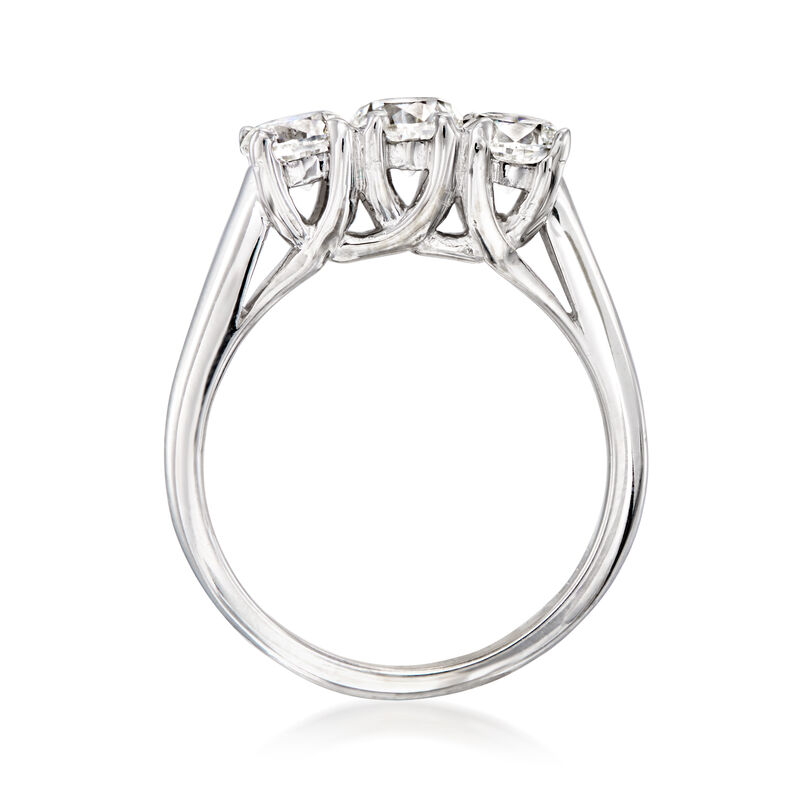 C. 2020 Vintage 1.30 ct. t.w. Diamond Three-Stone Ring in 14kt White Gold. Size 6.5 image number 3