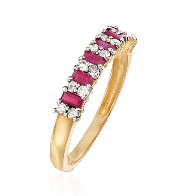 .30 ct. t.w. Ruby and .21 ct. t.w. Diamond Ring in 14kt Yellow Gold ...