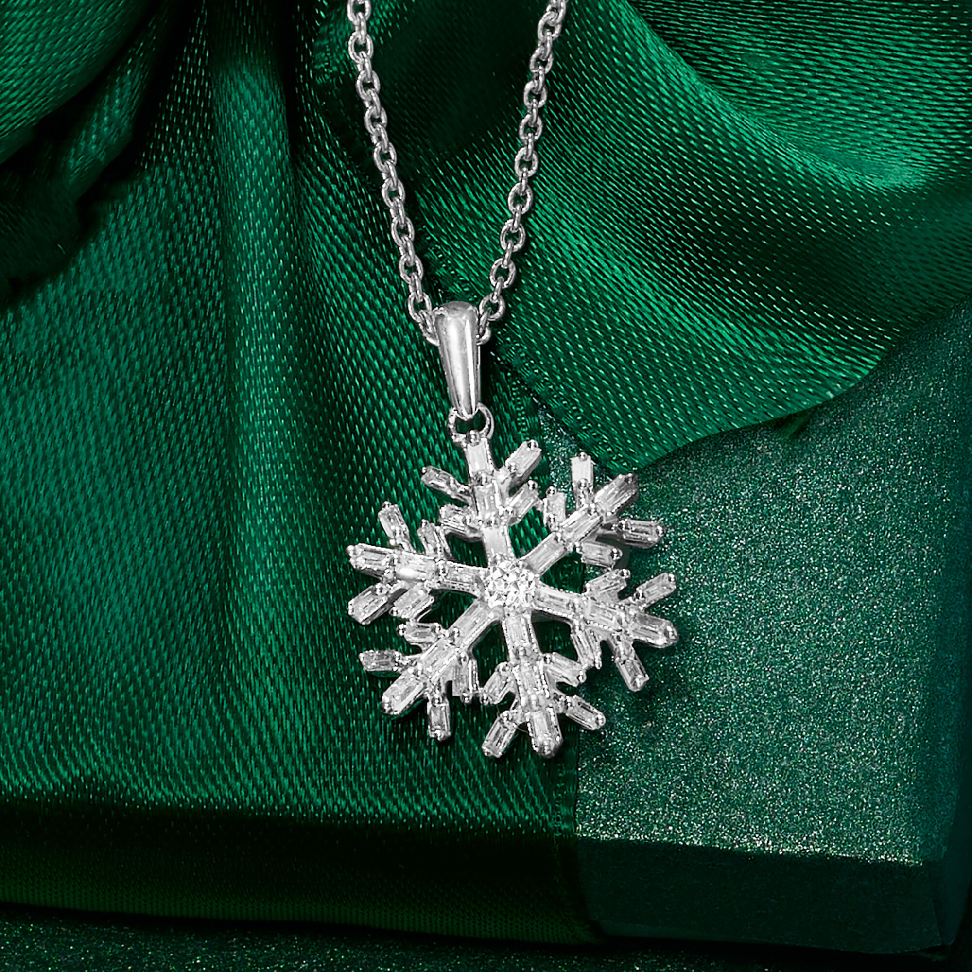 28 ct. t.w. Diamond Snowflake Pendant Necklace in Sterling