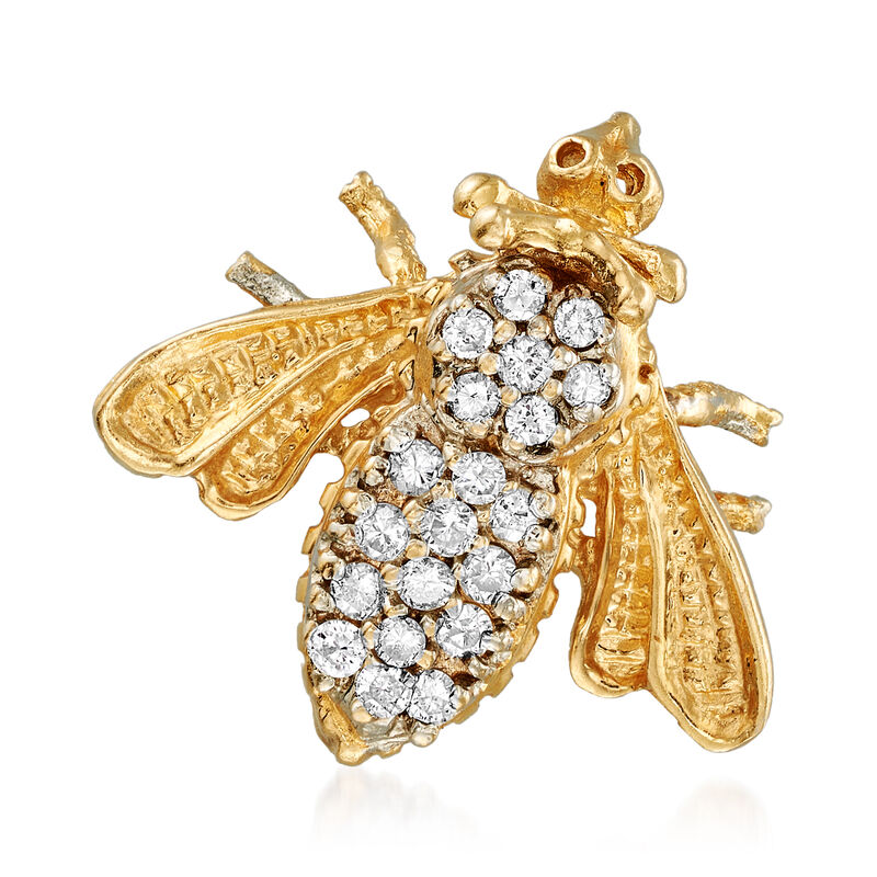 C. 1970 Vintage .25 ct. t.w. Diamond Bee Pin in 14kt Yellow Gold image number 0