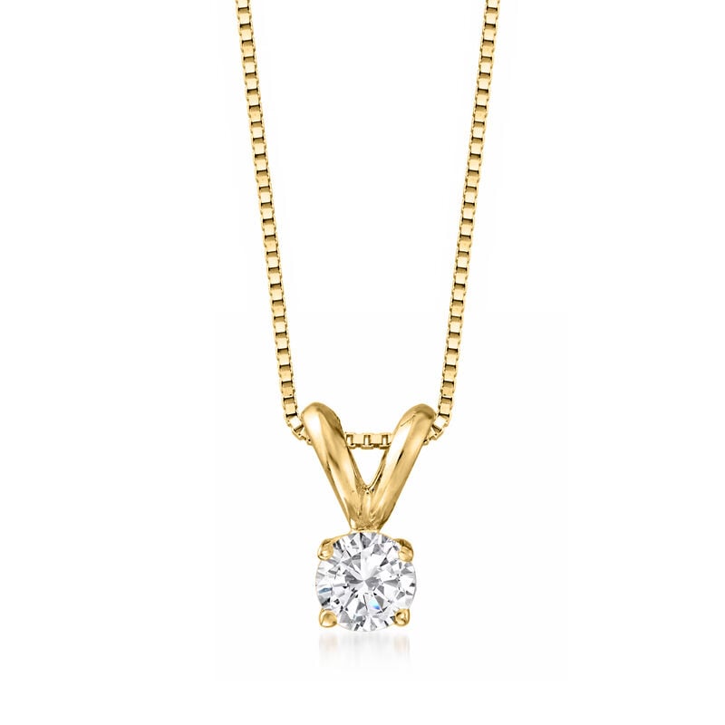 .25 Carat Diamond Solitaire Necklace in 14kt Yellow Gold. 18" image number 0