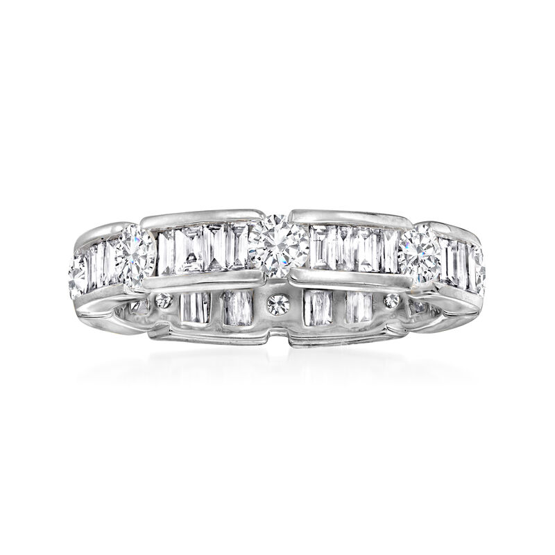 2.00 ct. t.w. Baguette and Round Diamond Eternity Band in 14kt White Gold image number 0
