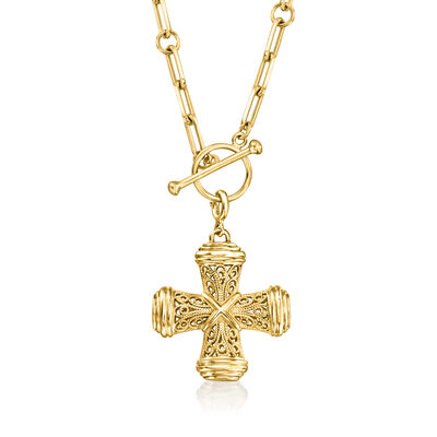 14kt Yellow Gold-Plated Filigree Cross Charm