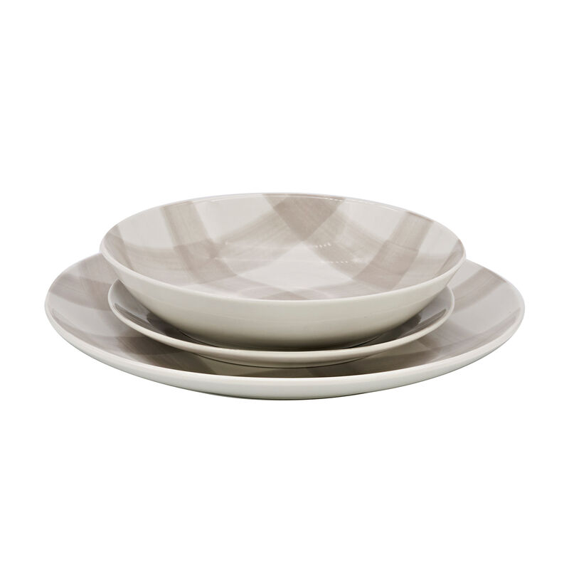 Godinger 12-pc. Service for 4 Plaid Porcelain Dinnerware Set image number 2