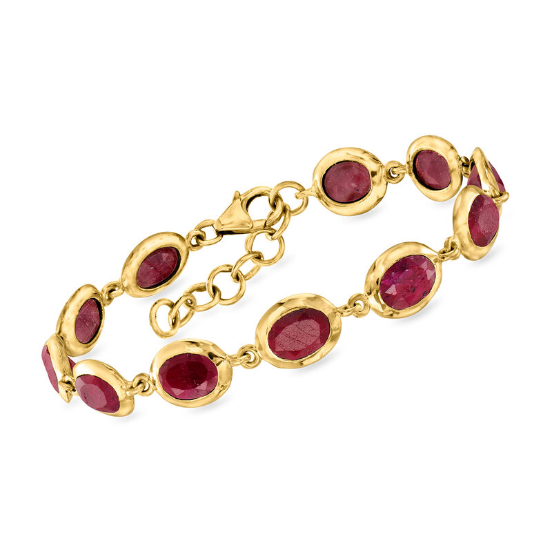 16.00 ct. t.w. Ruby Bracelet in 18kt Gold Over Sterling. 7&quot; image number 0