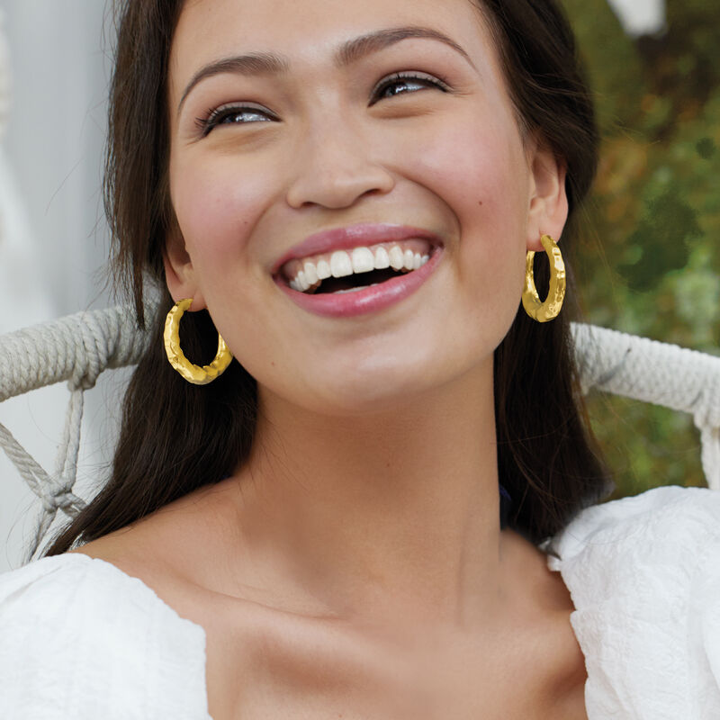 Italian 18kt Gold Over Sterling Hoop Earrings. 1 3/8&quot; image number 2
