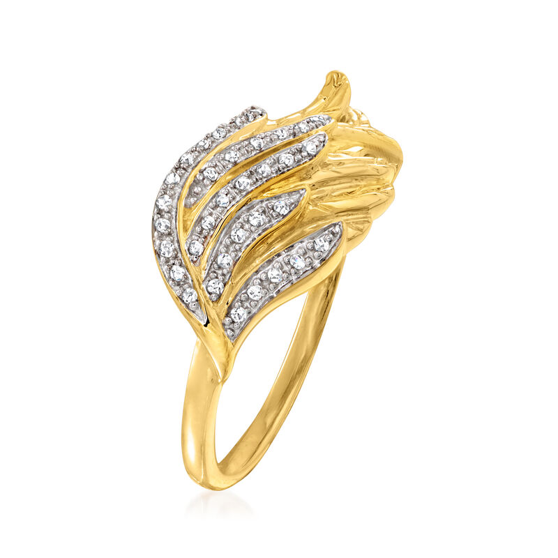 .10 ct. t.w. Diamond Angel Wings Ring in 18kt Gold Over Sterling image number 2