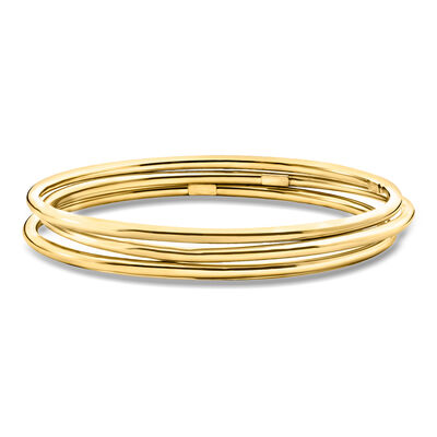 Italian 22kt Gold Over Sterling Jewelry Set: Three Polished Bangle Bracelets