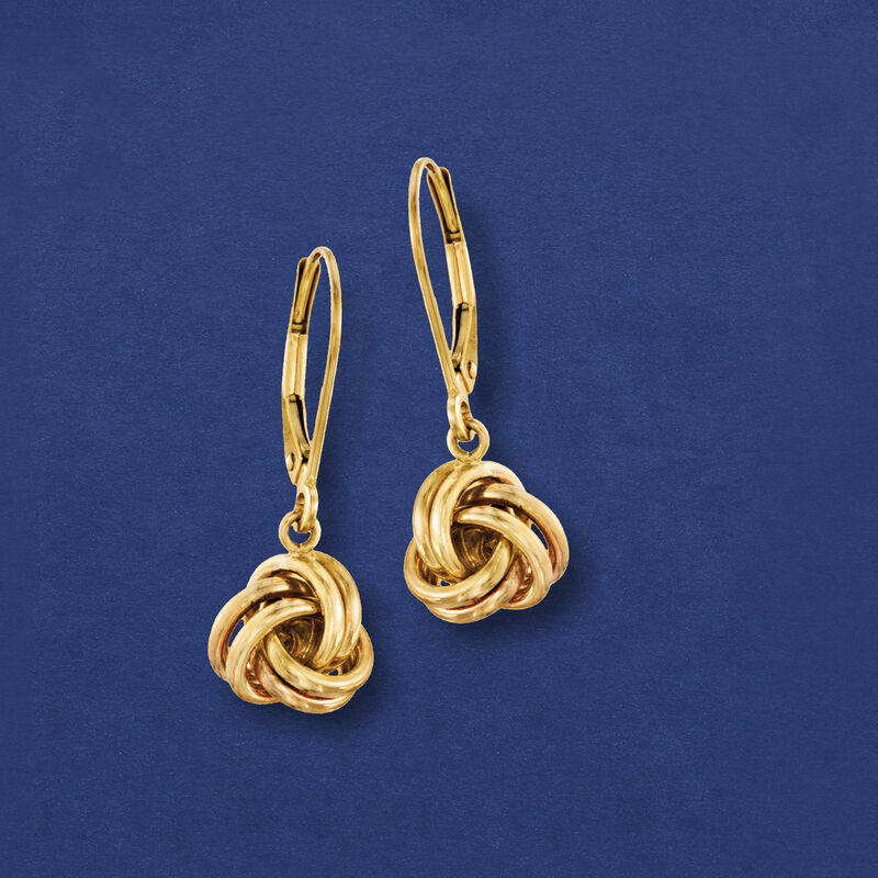 14kt Yellow Gold Love Knot Drop Earrings image number 2