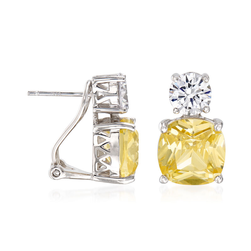 16.50 ct. t.w. Yellow and White CZ Earrings in Sterling Silver image number 2