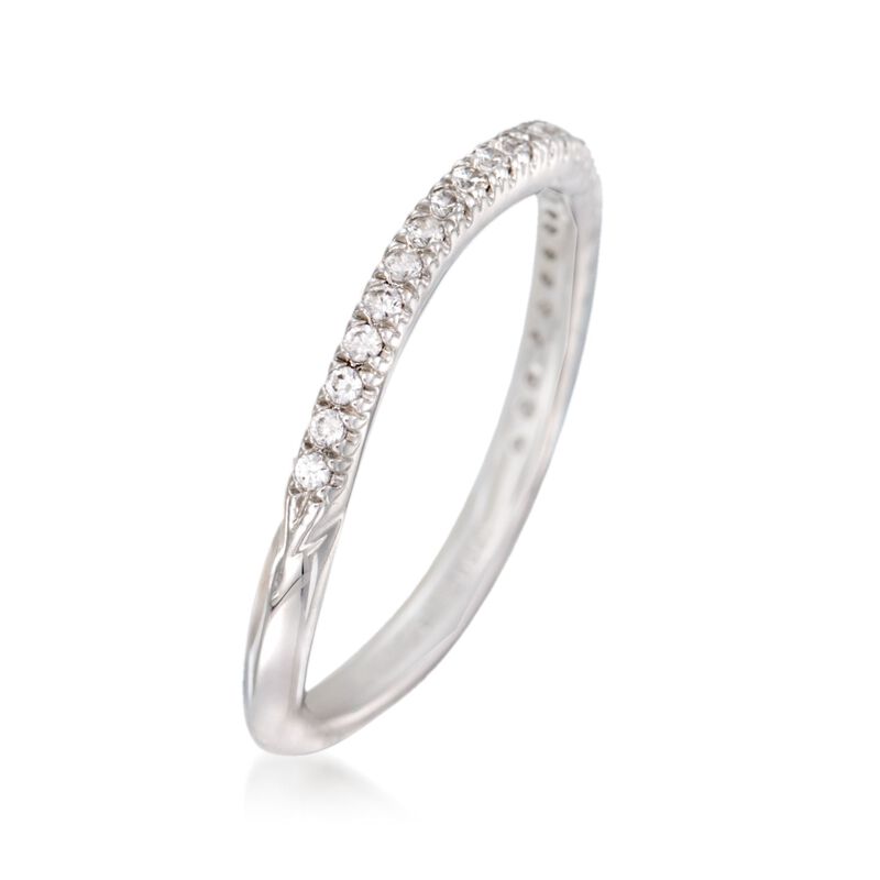 Gabriel Designs .18 ct. t.w. Diamond Curved Wedding Band in 14kt White Gold image number 1