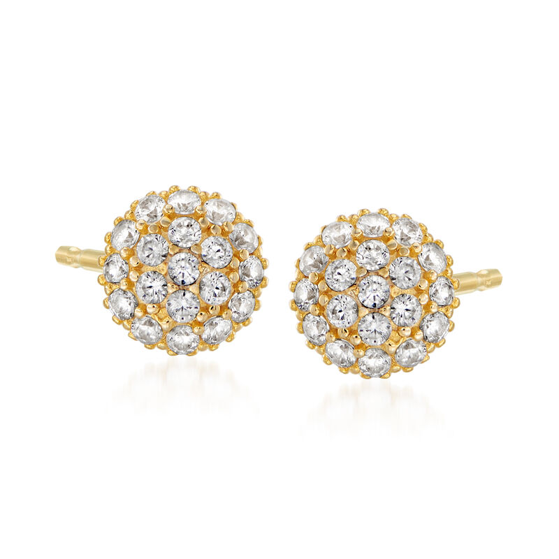 Italian Cameo Flower Earring Jackets with .20 ct. t.w. CZ Cluster Stud Earrings in 18kt Gold Over Sterling image number 2