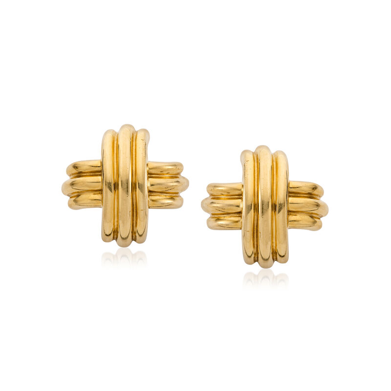 C. 1990 Vintage Tiffany Jewelry 18kt Yellow Gold X Earrings image number 0