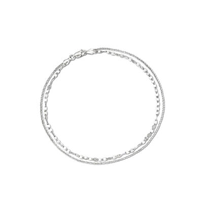 Italian Sterling Silver Double-Chain Draped Anklet