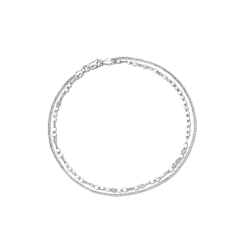 Italian Sterling Silver Dual-Chain Draped Anklet. 10&quot; image number 0