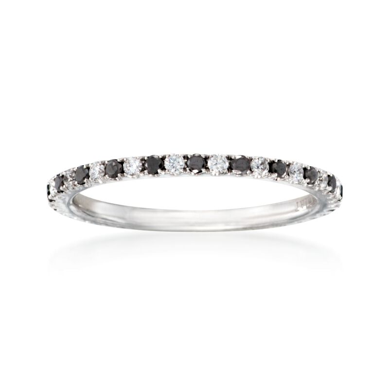 Kwiat .40  ct. t.w. Black and White Diamond Eternity Band in 18kt White Gold image number 0