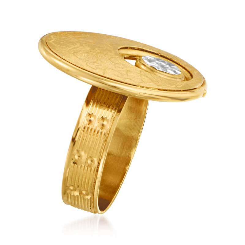 C. 1990 Vintage 18kt Two-Tone Gold Disc Ring image number 2